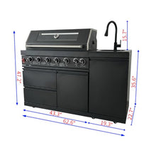 Chery Industrial 63-Inch 6-Burner 85000 BTU Black Propane Grill Island