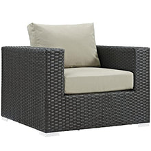 Modway Sojourn Wicker Rattan 10 Piece Outdoor Patio Sunbrella Sectional Set in Canvas Antique Beige
