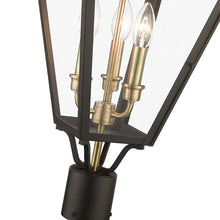 Livex Lighting 27375-01 Adams - 3 Light Large Outdoor Post Top Lantern in Traditional Style-26.75 Inches Tall and 10.63 Inches Wide, Finish Color: Antique Brass/Brushed Nickel