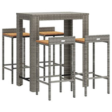 KDVXBCQJH 5 Piece Patio Bar Set Gray Outdoor Poly Rattan Table Stools