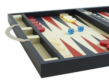Zaza & Sacci Leather Backgammon Board Game Set 15" Blue