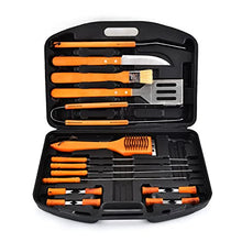 SDVantage 19 Pcs BBQ Tool Set, Multifunctional Portable BBQ Accessories Kit, Stainless Steel Wooden Handle BBQ Tools Outdoor Camping Grilling Utensils Tools with Storage Box, for Traveling