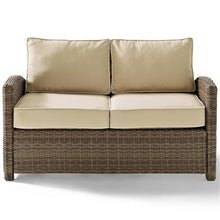 Afuera Living Modern Outdoor Wicker Loveseat, 56" W x 33" H x 32.5" D, Durable Steel Frame, Brown and Sand Finish, UV-Resistant Cushions, Weather-Resistant Patio Seating for Garden or Deck