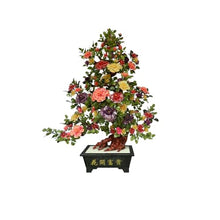 YXIANG56Q Fake Plants Artificial Bonsai Tree - Indoor Plant Decoration, Jade Carving of Peony Flowers for Home Desk Bonsai Tree