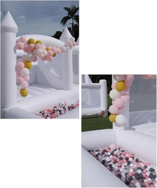 Okayego 15x15FT White Bounce House Castle with Slide & Ball Pit