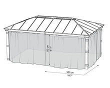 Palram - Canopia Dallas 6100 12' x 20' Gazebo Netting Set, 4 Gray Panels
