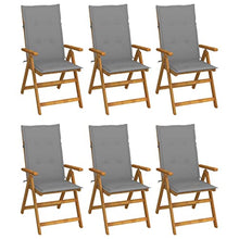 Kaorsrow 6 Piece Solid Acacia Wood Folding Patio Reclining Chairs Gray
