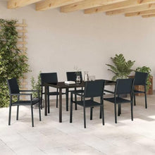 LKJephalotrope 7-Piece Patio Dining Set, Black Powder-Coated Steel Outdoor Dining Table and 6 Chairs, Modern Garden Furniture Set for Backyard, Deck and Porch
