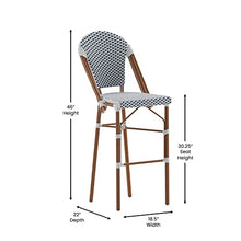 EMMA + OLIVER Navy/White PE Rattan Bistro Bar Stool, 2-Pack