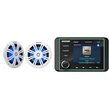 KICKER Marine Gauge-Style Source & 6.5" White LED Speakers Bundle