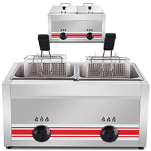 Large Capacity Gas Fryer With Removable Baskets And Lid 20L/30L Free Standing Temperature Control Adjustable Firepower Stainless Steel,(Lpg)