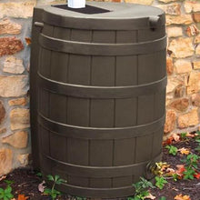 Good Ideas Rain Wizard 40 Gallon Plastic Rain Water Collection Barrel Drum with Brass Spigot, Oak (4 Pack)