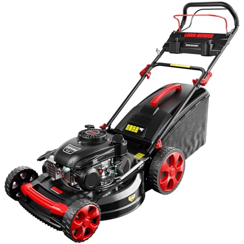 MECHOS 21 Inch 201cc 4-Cycle Engine 3-Position Cutting Height Adjustment 3-in-1 Gas Walk Behind Self Propelled Lawn Mower, Black