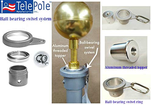 Telepole 16’ Telescoping Aluminum Flag Pole with Hardware & Accessories Silver