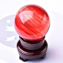 FOTCFATEV Melting Red Crystal Ball with Stand, Stone Decorative Sphere Figurines,Home Office Decor Gift,Polished Divination Orb,180mm