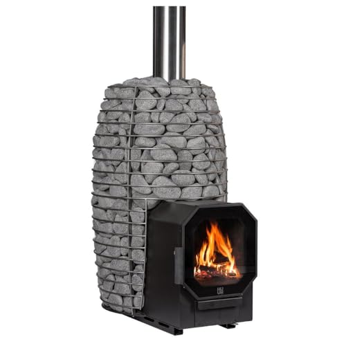 HUUM HIVE Flow LS Wood-Burning Sauna Stove with Firebox Extension – Outdoor Sauna Heater for 282–635 Cu. Ft., Sauna Stones Included
