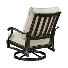 Oakland Living Pair of Black Aluminum Patio Deep Seating Swivel Rocker Club Chairs with Light Grey Cushions