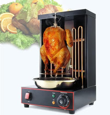 Etsuosy Electric Vertical Rotisserie Grill with Rotating Skewer and Dual Heating Tubes, 11.6 x 10.6 x 18.5 in, Black, for Chicken Kebab Doner Shawarma, 2400W