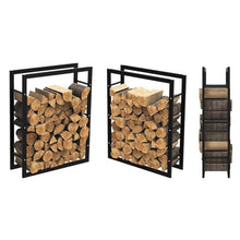 DJVHSRI Heavy Duty Metal Firewood Rack with Side Rails, Indoor & Outdoor Log Storage Stand, Easy Assembly,