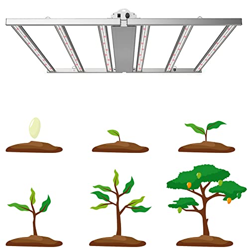 660W LED Grow Light, Foldable Indoor Grow Light Full Spectrum Coverage 4x4 Feet 3.0μmol/J, 1-10 V Dimmable 6 LED Strips with OSRAM Diodes, 120-277V UL Listed