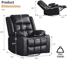 UOPYNE Oversized Swivel Rocker Recliner Chair with Massage and Heat, Living Room Single Sofa Seat with Cup Holders, Comfortable Nursery Lounge Glider Reclining for Home Theater