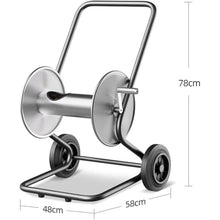XYWGBMS Heavy Duty Metal Hose Reel Cart, Outdoor Storage Rack for Garden, Stainless Steel Hose Storage for 60M Hose, Mobile Hose Reel with Durable Design-Empty Frame
