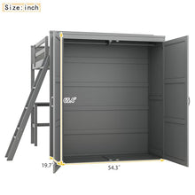 Jintop Full Over Full Bunk Bed with Storage Drawers and Cabinet Grey