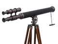 Hampton Nautical Floor Standing Antique Copper Leather Telescope 65