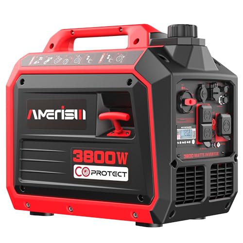 AMERISUN 3800W Portable Inverter Generator, Gas Powered Quiet Generator