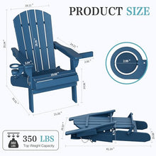 Shintenchi Folding Adirondack Chairs Set of 4,HDPE All-Weather Patio Chairs with Cup Holder & Phone Holder,Wooden Textured Fire Pit Chairs for Patio,Outside,Deck,Backyard,Blue