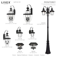Livex Lighting, 21543-04, Monterey Collection, Multi Head Black Outdoor Post Light with Clear Beveled Glass