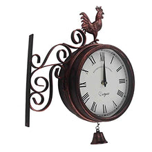 ERTTGWGF Large Art Clock Double Sided Wrought Iron Metal Quiet Easy Read Two Faces Retro Station Clock Antique Hanging Clocks for Garden Home Decor Indoor Outdoor Wall Decor Clock