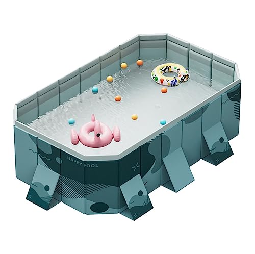 IINCOOY 3M PVC Swimming Pool Non-Inflatable Folding Thickened Wear-Resistant Outdoor Large Pools Family Bathing Toy Children's Day Gifts(D,2.6M)