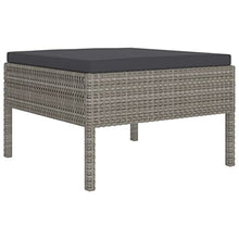 HEFZGDB 5 Piece Patio Lounge Set with Cushions Poly Rattan Gray Porch Furniture Patio Table and Chairs Set Outdoor Patio Set Suitable for Lawn, Garden, Poolside.