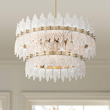 Elsa 23 1/2" Wide Brass with Textured Glass 7-Light Pendant Light Fixture