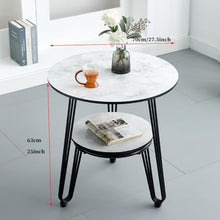 Side Table, Round Side Table with Storage Small Bedside with Metal Frame Modern Nightstand
