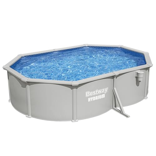 Bestway Hydrium 16'5" x 12' x 48" Above Ground Pool, Oval Steel Side Wall Frame Outdoor Swimming Pool Set with Sand Filter Pump, Polysphere Filtration Balls, Ladder & Accessories