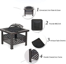 BBQ Grill Outdoor Outdoor Fire Pit with BBQ Grill Shelf Metal Garden Fireplace Patio Firepit Stove Brazier Outdoor Fireplace BBQ Grill Poker,Outdoor Fire Pits