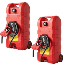 15 Gal Gas Can 2 Pack, HDPE Fuel Caddy on Wheels with Pump, Red