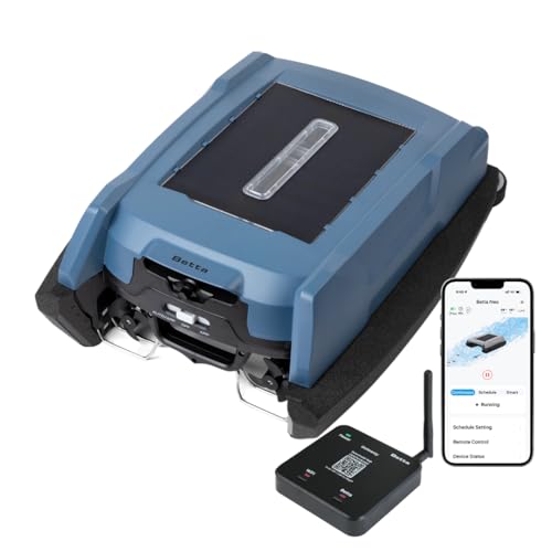 Betta Neo Solar-Powered Robotic Pool Skimmer with App Control & Ultra Long-Range Gateway System, Weather-Adaptive & Scheduled Cleaning, Dual Charging Options, for In-Ground & Above-Ground Pools (Blue)