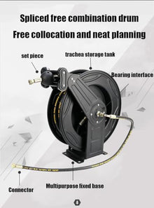 Etsuosy Retractable Air Hose Reel, Wall Mount, Automatic Rewind, 33 ft Steel Yarn Hose