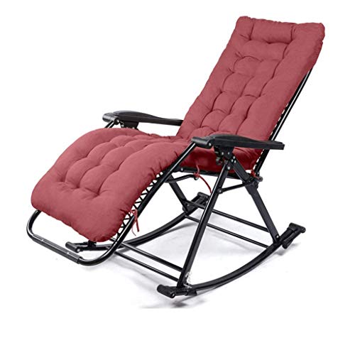 JIOLLGBBM Zero Gravity Lawn Rocking Chair, Folding Adjustable Chaise Lounge Chair Recliner with Cotton Pad for Outdoor Patio Pool Beach, Supports 440 lbs (Purple/Burgundy)