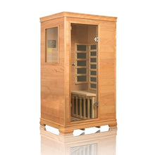 INFRADELUX Personal Far Infrared Sauna for Home Use, 1 Person Low EMF Indoor Sauna, 960W/120V with 6 Carbon Heating Panels, Elevated Base, Built-in Speakers, Control Panel & Tea Tray,35 × 27 × 61 Inch