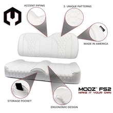 MODZ® FS2 Custom Golf Cart Front Seat for Club Car Precedent/Onward/Tempo - [2004-Up] - White Base - Double Diamond Pattern