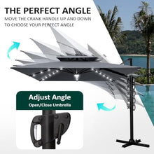 OROTLECT 128'' X 104'' Rectangular Outdoor Solar Led Cantilever Patio Umbrella with Easy-Move Base | One-Person Mobility