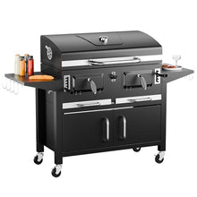 Muhub Charcoal BBQ Grill, with 2 Adjustable Coal Trays,5-level temperature control &Foldable Side Tables,794 sq in Cooking Area& Cool- touch metal Handles, Lockable Wheels,Black