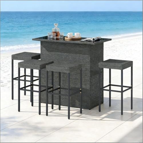 lafengyan Outdoor Bar Furniture Set for Poolside Relaxing Sturdy Build & Stylish Design for Patio Enjoyment