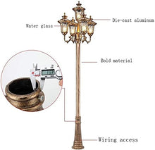 5-Lights Vintage Post Lights Retro Exterior Waterproof Pillar Lamp Aluminum Landscape Street Light Backyard Patio Park Garden Lawn Pathway Driveway Pole Column Lamp ( Color : Black , Size : 320cm )