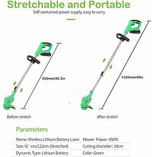 36V Lithium Battery Cordless Weed Electric Lawn Mower Push-Type Electric Gardening Tool Lawn Mower GINOLEI