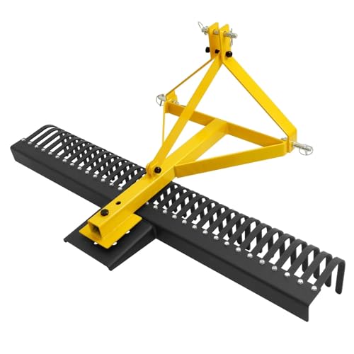 Keliejnese 3 Point 60'' Landscape Rock Rake for Cat 1 Tractor Attachment Soil Gravel Lawn